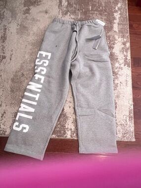 Grey ESSENTIALS Logo Sweatpants with Drawstring Wais